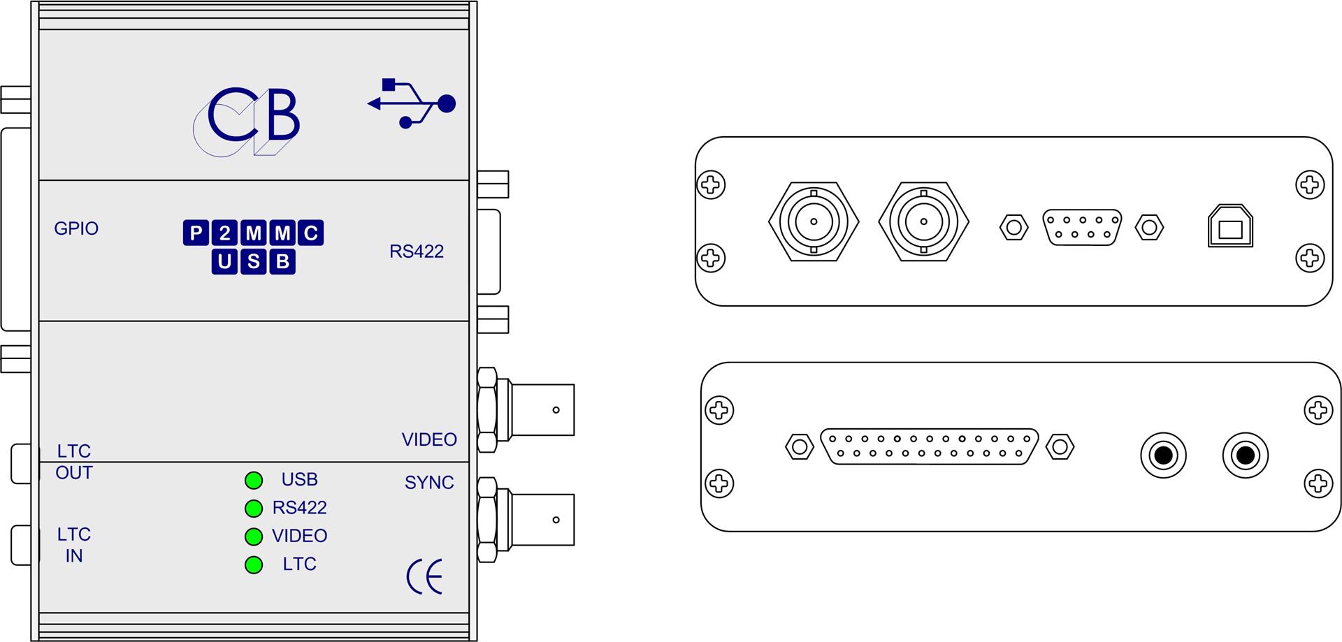 
             Drawing of P2MMC-USB